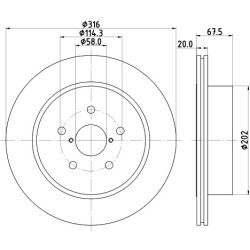 Brake Disc MINTEX MDC2554 OE Ref 26700FE050 MINTEX