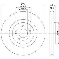 Brake Disc MINTEX MDC2646 OE Ref 4615A023 MINTEX