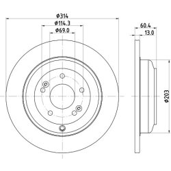 Brake Disc MINTEX MDC2659 OE Ref 584112M000 MINTEX
