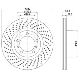 Brake Disc MINTEX MDC2730L OE Ref 99735140101 MINTEX