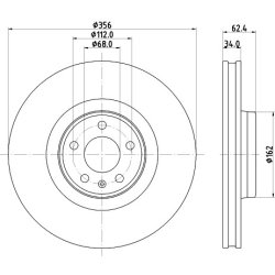 Brake Disc MINTEX MDC2819C OE Ref 4G0615301AC MINTEX