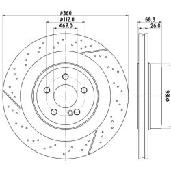 Brake Disc MINTEX MDC2827C OE Ref A2124230412 MINTEX