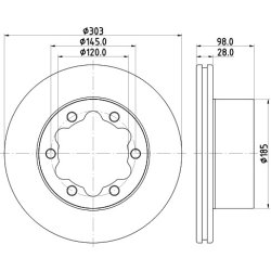 Brake Disc MINTEX MDC2840C OE Ref 65508030002 MINTEX