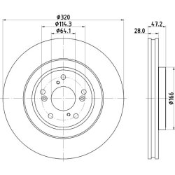 Brake Disc MINTEX MDC2887C OE Ref 45251TNYE01 MINTEX