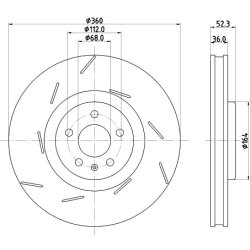 Brake Disc MINTEX MDC3037LC OE Ref 95B615301J MINTEX