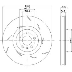 Brake Disc MINTEX MDC3037RC OE Ref 95B615302J MINTEX