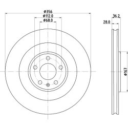Brake Disc MINTEX MDC3164C OE Ref 95B615601 MINTEX