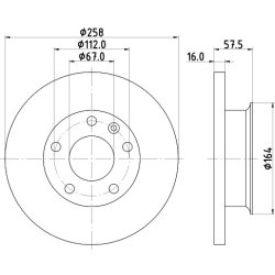 Brake Disc MINTEX MDC413 OE Ref 251407615Q MINTEX