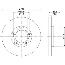 Brake Disc MINTEX MDC750 OE Ref 281615283A MINTEX