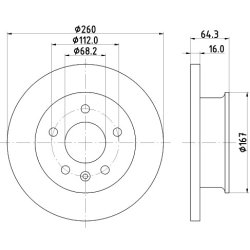 Brake Disc MINTEX MDC912 OE Ref 701615301 MINTEX