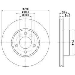 Brake Disc MINTEX MDC970 OE Ref 569038 MINTEX