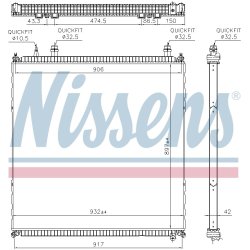 Radiator ( Water Cooled Intercooler) NISSENS 606764 OE Ref 81061016792