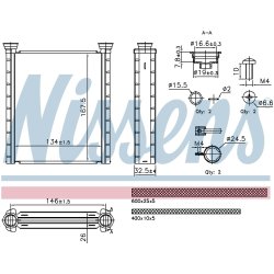 Heater Matrix (Heat Exchanger) NISSENS 707280 OE Ref 271156379R