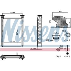 Heater Matrix (Heat Exchanger) NISSENS 707309 OE Ref 39068822