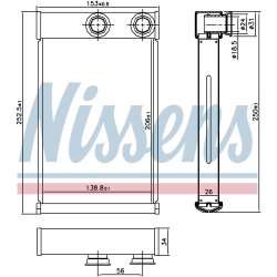 Heater Matrix (Heat Exchanger) NISSENS 72669 OE Ref 13406298 NISSENS