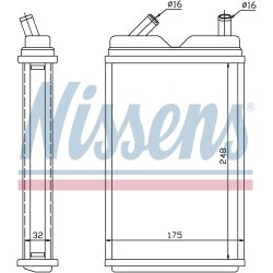 Heater Matrix (Heat Exchanger) NISSENS 73624 OE Ref 13 08 375 NISSENS