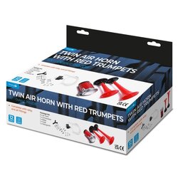 TWIN AIR HORN WITH RED TRUMPETS OE QUALITY HN20