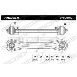 Bras de suspension arrière RIDEX 273C0012 pour FORD, VOLVO, MAZDA 1 388 327 RIDEX