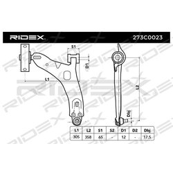 Control Trailing Arm RIDEX 273C0023 OE Ref 1090730