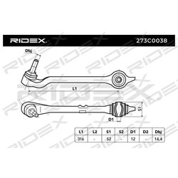 Bras de suspension arrière RIDEX 273C0038 pour BMW, ALPINA 1 093 449 RIDEX