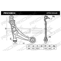 Bras de suspension arrière RIDEX 273C0049 pour FIAT, ABARTH 465 45 661 RIDEX