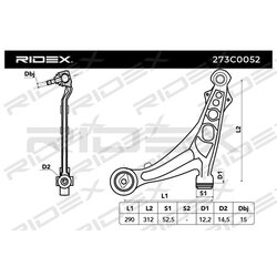 Bras de suspension arrière RIDEX 273C0052 pour FIAT, ABARTH 465 45 660 RIDEX