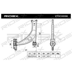 Bras de suspension arrière RIDEX 273C0058 pour VW, AUDI, SEAT 3C0 407 151 G RIDEX