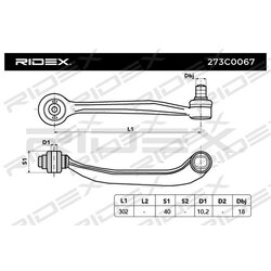 Bras de suspension arrière RIDEX 273C0067 pour AUDI,VW 4E0 407 506 B RIDEX