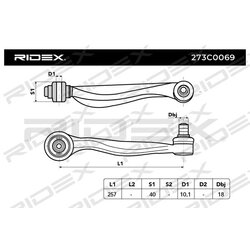 Bras de suspension arrière RIDEX 273C0069 pour AUDI,VW 4E0 407 509 B RIDEX