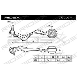 Bras de suspension arrière 273C0074 pour BMW, BMW 2 405 861 RIDEX