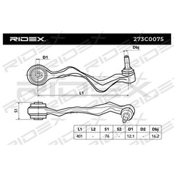Bras de suspension arrière 273C0075 pour BMW, BMW 2 405 862 RIDEX