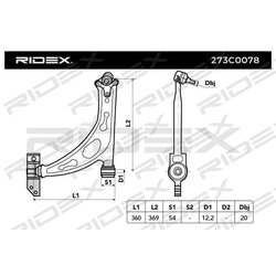 Bras de suspension arrière 273C0078 pour VW, SKODA, SEAT, AUDI 1K0407152AC RIDEX