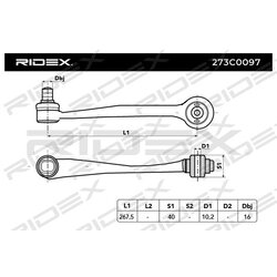 Bras de suspension arrière RIDEX 273C0097 pour AUDI, PORSCHE 8K0 407 505 B RIDEX