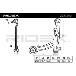 Bras de suspension arrière RIDEX 273C0101 pour FIAT PANDA RIDEX