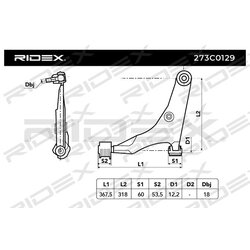 Bras de suspension arrière RIDEX 273C0129 pour MITSUBISHI, PROTON MR297241 RIDEX