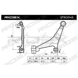 Bras de suspension arrière RIDEX 273C0145 pour CITROËN, PEUGEOT 352078 RIDEX