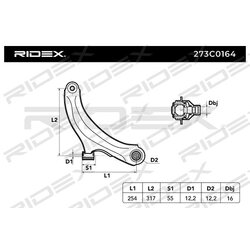 Bras de suspension arrière RIDEX 273C0164 pour RENAULT, NISSAN 54500-AX600 RIDEX