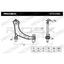 Bras de suspension arrière 273C0185 pour VW, SKODA, SEAT, AUDI 1K0 407 152 N RIDEX