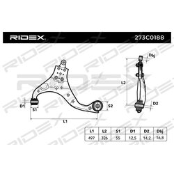 Bras de suspension arrière RIDEX 273C0188 pour KIA, HYUNDAI 54501 2E000 RIDEX