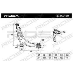 Bras de suspension arrière RIDEX 273C0198 pour LANCIA, FIAT 50703232 RIDEX