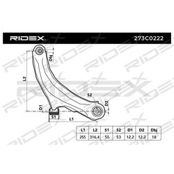 Bras de suspension arrière RIDEX 273C0222 pour RENAULT 82 00 615 058 RIDEX