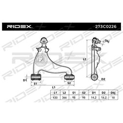 Bras de suspension arrière RIDEX 273C0226 pour MERCEDES 124 330 39 07 RIDEX