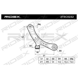 Bras de suspension arrière RIDEX 273C0232 pour SUZUKI, FIAT 71742732 RIDEX