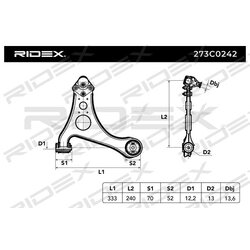 Bras de suspension arrière RIDEX 273C0242 pour Mercedes Classe A RIDEX