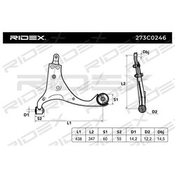 Bras de suspension arrière RIDEX 273C0246 pour HYUNDAI, KIA 545012H000 RIDEX