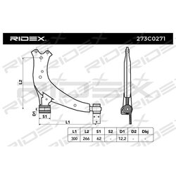 Bras de suspension arrière RIDEX 273C0271 pour CITROËN, PEUGEOT 16 14 447 580 RIDEX