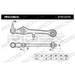 Bras de suspension arrière RIDEX 273C0275 pour AUDI A6 RIDEX