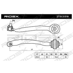 Control Trailing Arm RIDEX 273C0318 OE Ref 8K0 407 509 B
