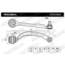 Bras de suspension arrière 273C0384 pour AUDI, VW, SEAT, SKODA 4D0 407 694 AC RIDEX