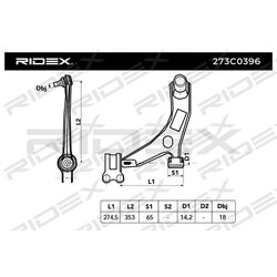 Bras de suspension arrière RIDEX 273C0396 pour MAZDA B32H 34 350 RIDEX